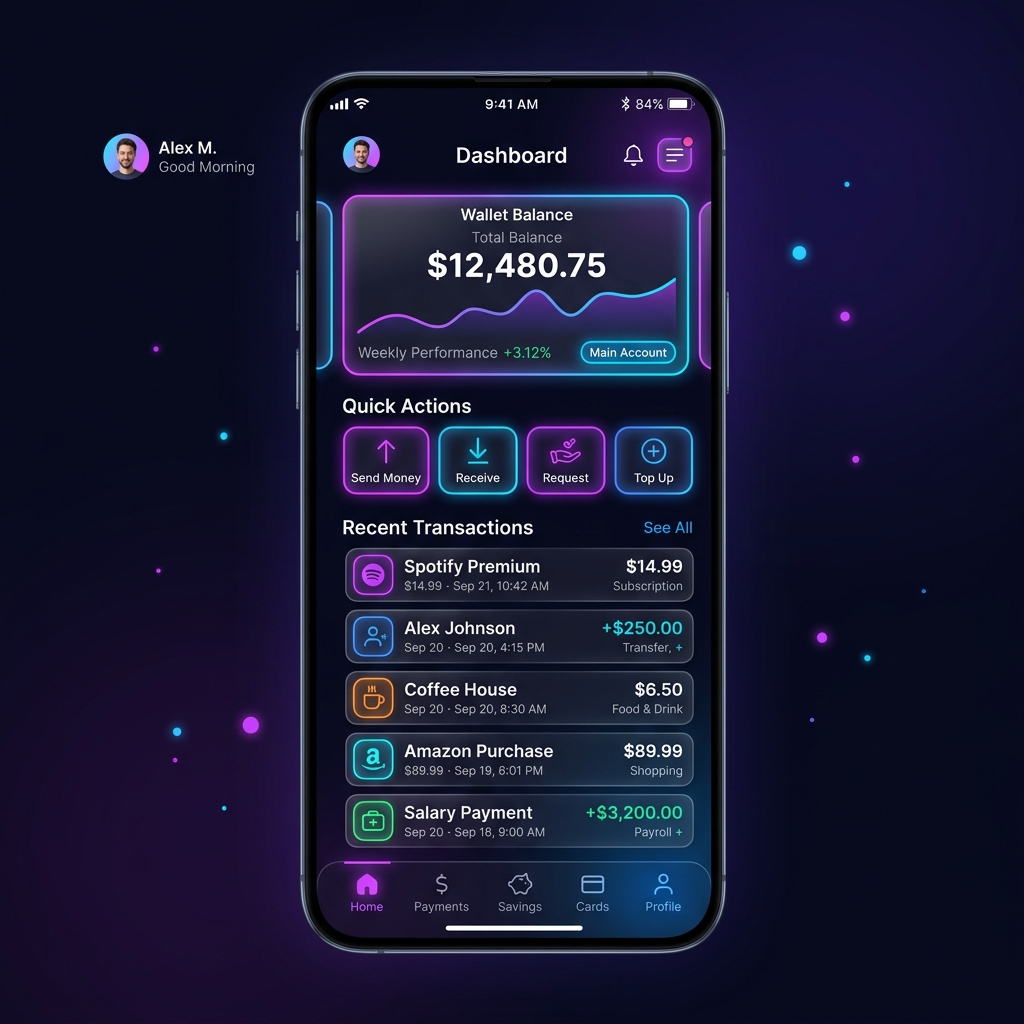 PocketPay Mobile Application Dashboard UI