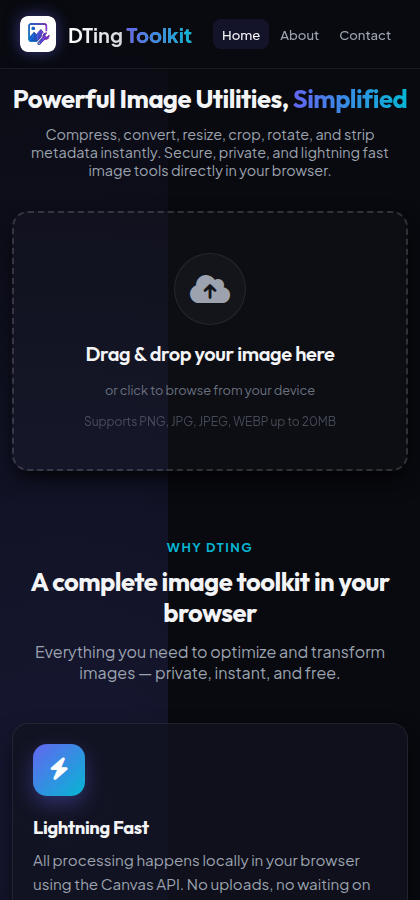 Image Toolkit mobile view